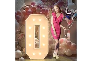 MIXIFOX 120cm Giallo Numeri Luminosi,10 20 30Anni Decorazioni,Decorazioni Compleanno,Numero Grande con LED,Decorazioni Festa Nozze 10 20 30 Anniversario,Numeri Luminosi Giganti Compleanno,Numero 0