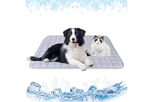 JODSEN Dog Cooling Mat 100 x 70cm Summer Self Cooling Mat for Dogs Puppy Cats Small Animal Rabbit Squirrel Ice Silk Pet Self Cooling Mats Pet Cooling Blanket Keep Cool Pad for Sofa Floor Car Seat Bed Gray