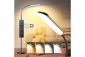 Marctronic Lampadaire LED sur Pied Salon 【Réglable】 18W 1800LM Lampe Salon avec Variateur Télécommande Pratique&Contrôle Tactile,Montage en 1 Min,Lampe sur Pied Adapté pour Salon,Bureau (Noir élégante