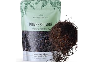 MON EPICERIE FINE GOURMET POIVRE SAUVAGE 100G de Madagascar 100% Naturel Séléction gourmet Sachet ZIP recyclable fabriqué en Europe