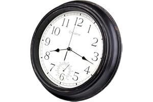 CROSSTIME Outdoor Clock Waterproof with Thermometer, Vintage Garden Clocks Outdoor Wall Clocks for Garden Patio Pool Bathroom Home Decor,12 Inch/30cm Bronze,Indoor/Outdoor
