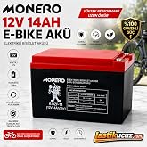 MONERO 12V 14 Amper Yatık E-Bike Ak&uuml; Yeni Tarihli 150x101x99mm