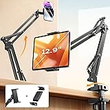 LISEN Tablet Phone Stand for iPad Holder Mount for Desk [Ultra Durable]2 Clamps Phone Tablet Holder for iPhone Flexible Table