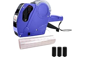 HOMMTINA MX-5500 8-stellige Preisauszeichnerpistole mit 5000 weißen Aufkleber-Etiketten und 5 extra Tintenpatronen, Nummernauszeichnungspistole für Büro, Lebensmittelgeschäft Markierung (blau)