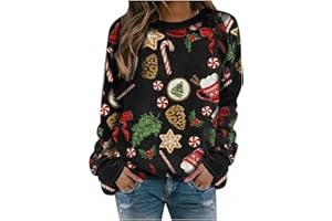 KANPOLA DAMEN SWEATSHIRTS Kanpola Damen 3D Pullover Weihnachtspullover Rundhals Drucken Sweatshirt Sweater Herbst Winter Langarm Pullis Bluse Weihnachten Frauen Lässige Sport Oberteile Tops