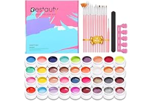 ‎BESTAUTY Bestauty Nail Polish Set, 36 Farben UV Nagellack Set inkl 6 in Glitzerfarbe Gelnägel Set, mit 15 Nagelbürste 1 Nagelfeile 2 Zehentrenner, mit Bestauty Geschenkbox Maniküre Set Nagelstudio Sets