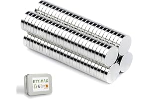 UTOMAG 50 Piezas Imanes Potentes de Neodimio 8x1mm, Imán Redondos de Disco Potentes y Pequeños, Ideales para Refrigerador, Foto, Manualidades, Pizarras Magnéticas, Cocinas y Oficinas