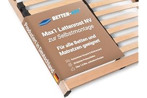 Betten-ABC Max 1 NV Lattenrost zur Selbstmontage, mit 28 Leisten und Mittelzonenverstellung, für alle Matratzen geeignet, 90 x 200 cm
