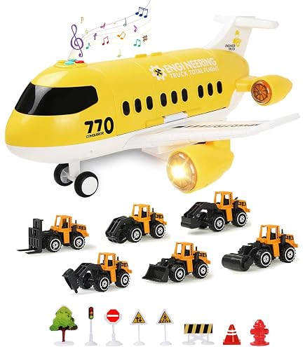 Jouet Transporteur Avion 19-en-1 Anby - Avec Véhicules Et Hélicoptère - Cadeau Enfant 3 Ans Et Plus