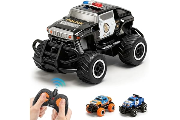 Pup Go Voiture de Police Télécommandée pour Enfants, Solide, Rapide et Sensible pour Garçons de 3 À 7 Ans, Jouet Turque RC, Petite Voiture de Course, Meilleur Cadeau pour Anniversaire(Noir)