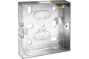 BRITE-R 1 Gang Single 16mm Metal Back Box Electrical Socket Switch Recessed Wall Pattress 1G Flush Mount -BS EN 60670 & 5733 UK Standard- Brass Terminal Screws Galvanised Steel Earth Bond Terminal