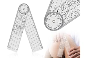 KAPSING transportador, PVC goniómetro fisioterapia, Transparente 360 ° rotación transportador fisioterapia, 14 pulgadas transportador médico.
