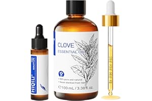 HIQILI Huile Essentielle Clou de Girofle,100% Pure Naturelle pour Dentaire,Spray,Diffuseur,DIY - 100ml