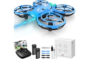 Fileeyn Mini Drone per Bambini, con Fotocamera HD 1080p, Controllabile tramite App Quadricottero RC con Luci a LED, Protezione dell'Elica con Flip 3D, Regalo Giocattolo per Bambini e Principianti
