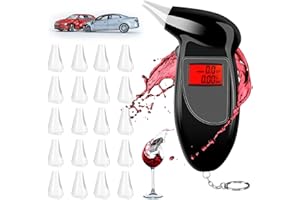 ZoneYan Alkoholtester Polizeigenau, Professioneller Promilletester, Alkoholmessgerät, Promilletester mit LCD-Display und 20 Mundstücken, Alkotester Geeignet für Den Privaten, Professionellen Gebrauch