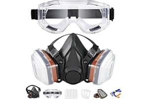 MATLARN Mascara de Gas, Máscara Antipolvo Reutilizable con Filtro y Gafas, Mascarilla antigás de media cara, Mascarilla Pintura para Vapores Orgánicos, Soldadura, Pulido y Otras Proteccione de Trabajo