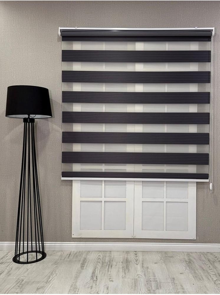Zebra Stor Geniş Plise Güneşlik Perde, Antrasit Gri, 150 x 200