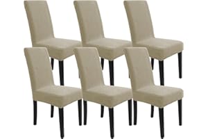 YSTELLAA Coprisedie Con Schienale 6 Pezzi, Copri Sedia Da Cucina, Coprisedia Elasticizzati, Copri Sedie Soggiorno, Universali Coprisedie Antigraffio Gatto, Fodera Sedia Da Pranzo, Cachi