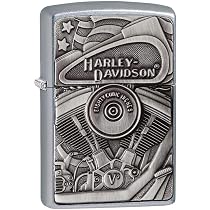 Zippo Sturmfeuerzeug – Harley-Davidson Eagle & Globe Design, Gebürstetes Chrom, Windfest & Nachfüllbar (Made In USA)