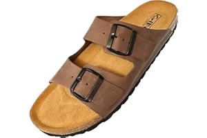 GONKOS®, Sandali in Pelle con Fibbie, Vera Pelle, Sughero Naturale, Fibbie Regolabili sul Piede, Sandali Uomo/Donna, Suola Antiscivolo in EVA, Sandali di Qualità Made in Spain