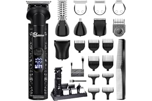 Hatteker Männerpflegeset 8-in-1, Zero-Gap-T-Klinge Trimmer, wasserdichter Trimmer, Haarschneider für Männer, Barttrimmer elektrisch, Kabelloses Männerpflegeset, Elektrischer Rasierer für Männer