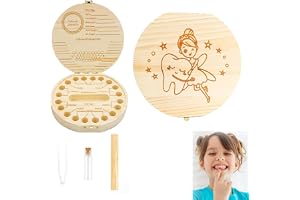 Joysuelly Tandlåda mjölktänder, mjölktanddosa trä tanddos-mjölktänder flicka att ställa upp tandlådan tandräddningslådan för vingande tänder baby gåvor flickor minnesbox födelse