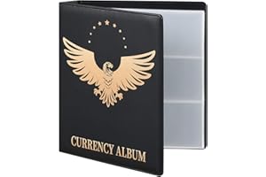 MUROAD Album pour 90 Billets de Banque, Sans PVC ni ACID, Porte-billets pour Collectionneurs, Album de Collection de Devises Mondiales en PU Premium
