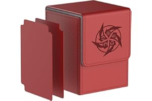 MIXPOET Scatola Porta Mazzi per Carte MTG, Deck Box con Capacità di 110 Carte Collezionabili e 2 Deck Divisori, Ideale per Carte da Collezione - Whirlpool (Rosso)