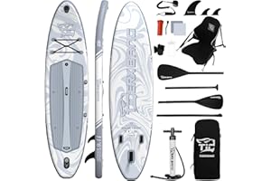 TIGERXBANG Tavola SUP Gonfiabile - Tavola da Stand Up Paddle Board Gonfiabile con Sedile per Adulti 200kg, Con supporto per cam, Portabicchieri, Doppia Pagaia, Zaino & Accessori Completi