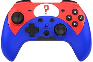 MINIBIRD Pop Top - The Question Controlador inalámbrico Bluetooth para Nintendo Switch - 16 horas de autonomía - Mando compacto y compatible para Switch/Switch Lite/Switch Pro - Azul y Rojo