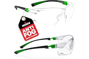 NoCry Gafas de seguridad con lentes transparentes antivaho resistentes a los arañazos y agarres antideslizantes, protección UV, ajustables
