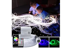 Callsky Sensory Lights 10W Fiber Optic Curtain Lights for Sensory Room/Autistic Kids,APP+Twinkle+Sound Activated Light Box,Tough and Durable (3 * 0.75) Sparkle Flash Point Cables, 100pcs*9.8ft+Remote