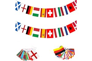 MOECSHSY UEFA Euro 2024 Teams Bunting - 24 Team Flags, Multicolored, 14x21cm, Polyester, Foldable, Rope Mount, Flag Set, Sports Events, Football Match / European Cup, Garden, Room