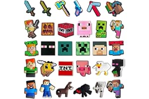 YOGARTH 30 Stück Pixe Schuh Charms für Clogs, Abnehmbare Cartoon DIY Schuhanstecker, PVC Schuhschmuck Clog-Zubehör für Kinder Jugendliche Erwachsene Partygeschenk (A)