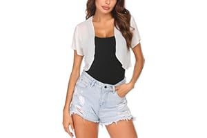 Zeagoo Bolero Damen Festlich Chiffon Kurzarm Bolerojacke Leicht Transparent Offene Kurzjacke Elegant Kurze Cardigan für Sommer S-3XL