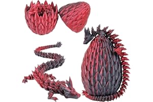 HIMS 3D Printed Dragon Egg Desk Toy - Articulated Dragon Toy in Egg, Removable Crystal Dragon Fidget Toy Easter Egg Hunt