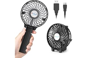 Jonwall Ventilador de Mano USB, Mini Ventilador de Mano Portátil Ventilador de Escritorio Recargable, Ventilador de Escritorio Personal Plegable Para el Hogar Oficina Camping Viajes Negro