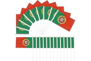 HXMJIED 20pcs Mini Handheld Portugal Flag, 14x21cm Hand Waving Flags Banner Portugal Flags Pocket National Flags Small Bunting Flags on Sticks for Sporting Events Party Decorations World Cup Football Match