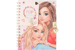 Depesche 13269 TOPModel - Tagebuch mit Herz-Schloss und Armband, Buch in Rosa, mit Model Motiv, Gold Details und linierten Seiten