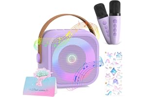 TAVADA Maszyna Do Karaoke Dla Dzieci Z 2 Mikrofonami,Bezprzewodowy Bluetooth, Z Efektami Zmiany Gosu I Diodami Led Prezent Dla Dziewczynek, Dla Dziewczynek W Wieku 3-12 Lat Prezent Urodzinowy