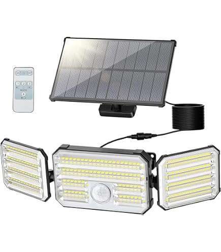 Lampada Solare Da Esterno Con Sensore Di Movimento - 165 LED, 800 Lm - IP65 Impermeabile - Luce Per Giardino E Parete - Nero - 3