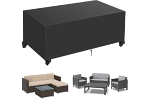 Aipwerer Abdeckung Gartenmöbel Wasserdicht, Abdeckplane für Gartenmöbel Winterfest, 420D Schutzhülle Abdeckhaube für Gartentisch Garten Möbel Tisch Rechteckig (Schwarz, 230x165x80cm 600D)