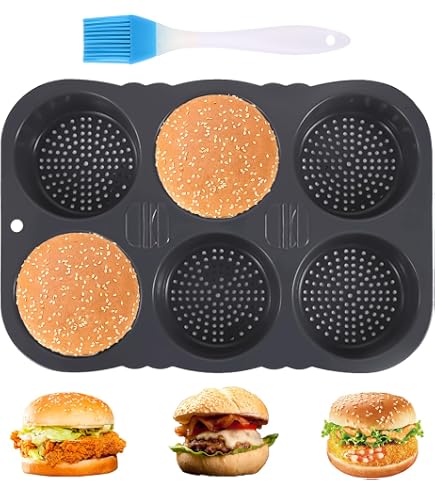 Moule à Pain Burger En Silicone - 12 Cavités Ø8 Cm - Pour Buns Et Muffins - Antiadhésif Et Lavable Lave-Vaisselle