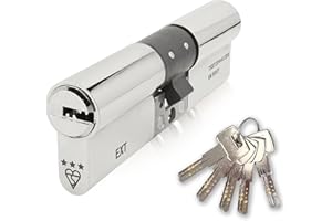 IRONWORX® Spectre Nickel 35mm (Internal) / 55mm (External) (90mm) Maximum-Security Police Approved TS007 BSI 3 Star Double Euro Cylinder Lock (Key Both Sides), Includes 5X Keys