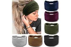 VENUSTE Wide Headbands for Women's Hair, Fashion Knotted Head Bands for Adult Women Hair Accessories, 6PCS(Solid Color)