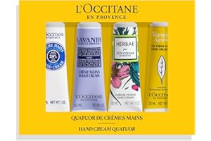 L'OCCITANE - Coffret Quatuor de Crèmes Mains - Karité, Lavande de Haute-Provence, Herbae et Verveine Agrumes - Fabriqué en France