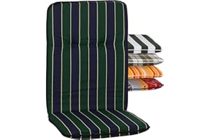 Beo Cuscini schienale alto lavabili Bali | Made in EU standard Oeko-Tex | Cuscini per sedie da esterno, giardino traspiranti per schienale alto | Cuscino con schienale alto a Strisce Blu-Verde