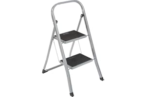 axentia Escabeau à 2 Marches en Métal, Gris, 55 x 46 x 81 cm