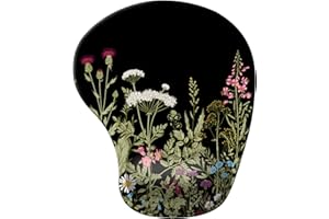 iCasso Mouse Mat Wrist Support, Ergonomic Memory Foam Mouse Wrist Rest Support, Non-Slip Rubber Base Mousepad for Laptop Home Office Gaming Working Easy Typing and Pain Relief - Flower