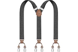 Dresime Mens Tirantes con Metal Fuerte 6 Clips Y-Back Tirantes Ajustables Tirantes para Pantalones Heavy Duty Elastic Mens Suspenders